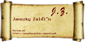 Janszky Zalán névjegykártya
