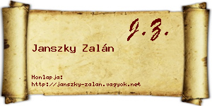Janszky Zalán névjegykártya